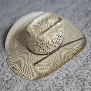 RODEO KING Two-Tone Rancher Crown Straw Hat 25X STRAW COWBOY HAT